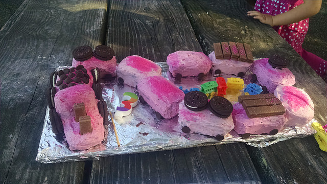 Pink Chocolate Choo Choo Train cake, as requested by the birthday girl.